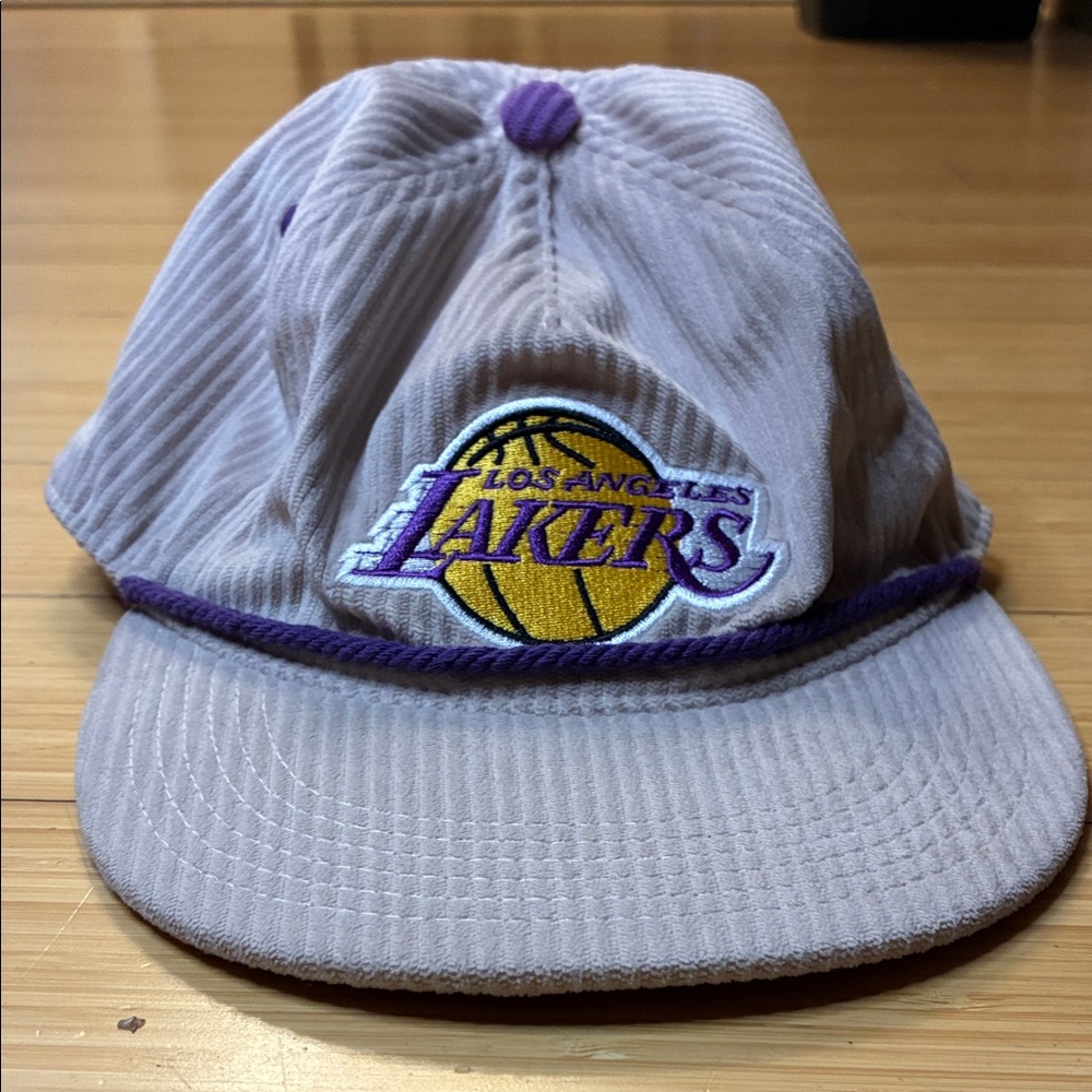 Los Angeles Lakers Hat | Gray and Purple and Cream Lakers Flat Bill Rope Cap